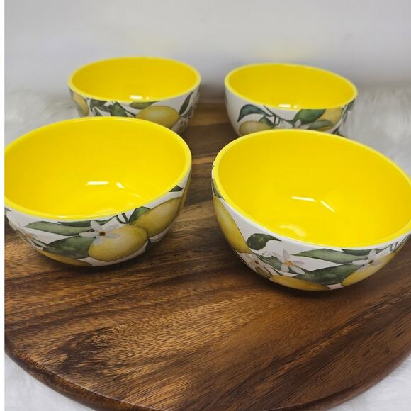 Bico Lemon Dreams Ceramic Bowls Set of 4, 26oz, NIB - Picture 5 of 8